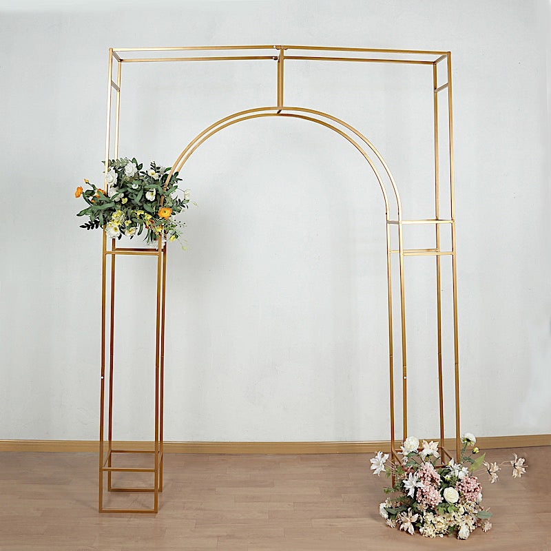 7 ft Metal Rectangular Wedding Arch in Arc de Triomphe Style - Gold