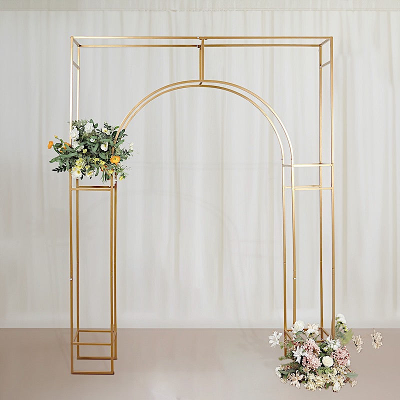 7 ft Metal Rectangular Wedding Arch in Arc de Triomphe Style - Gold