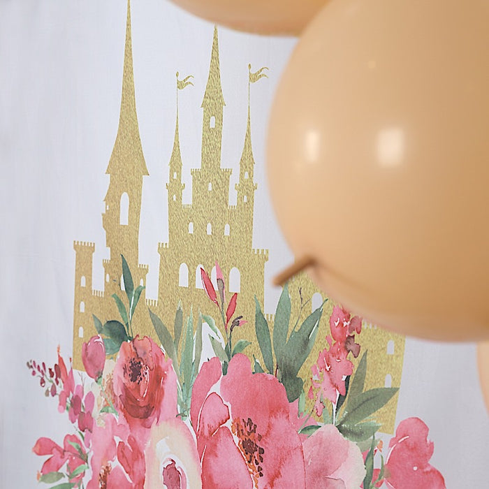 8 ft x 7 ft Fairy Tale Book Vinyl Photography Backdrop - White and Gold