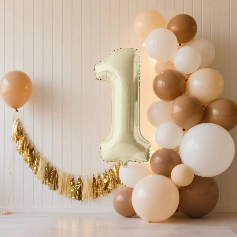35" Matte Mylar Foil Number Balloons - Cream