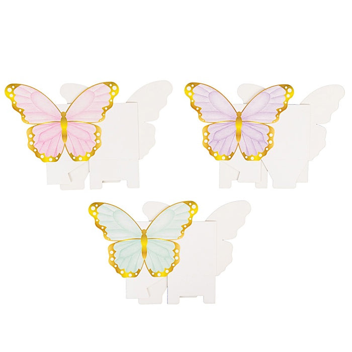 12 Paper Butterfly Party Favor Boxes - Assorted