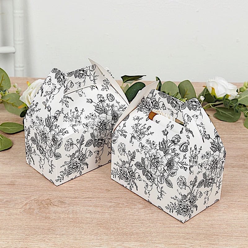 25 Tote Favor Boxes Floral Printed Gift Holders