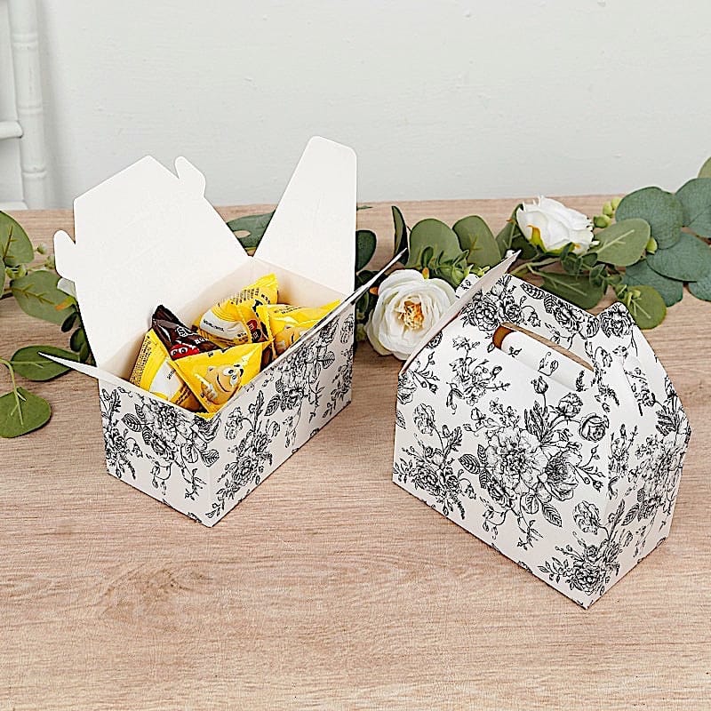 25 Tote Favor Boxes Floral Printed Gift Holders