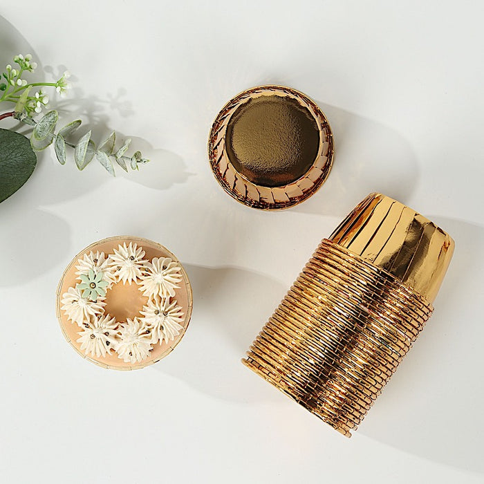 48 Metallic Foil Cupcake Liners - Gold