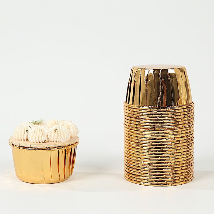 48 Metallic Foil Cupcake Liners - Gold