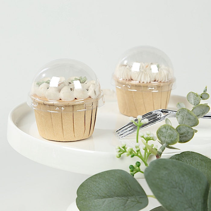 50 Plastic Dome Lids for Cupcake Liners - Clear