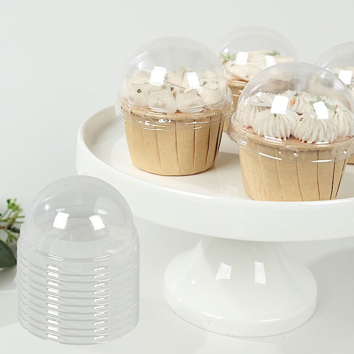 50 Plastic Dome Lids for Cupcake Liners - Clear