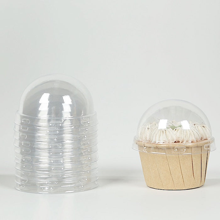 50 Plastic Dome Lids for Cupcake Liners - Clear