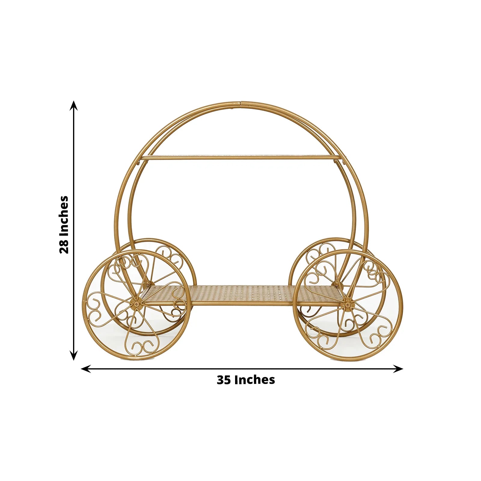 2-Tier Cinderella Carriage Metal Cake Stand - Gold