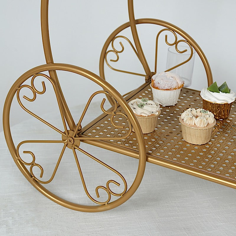 2-Tier Cinderella Carriage Metal Cake Stand - Gold