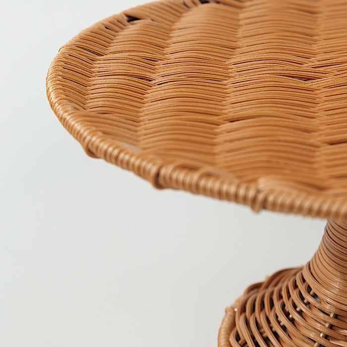 12" Plastic Rattan Wicker Pedestal Cake Stand - Natural