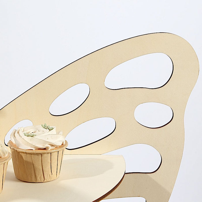 3-Tier Butterfly Wooden Cupcake Stand - Natural