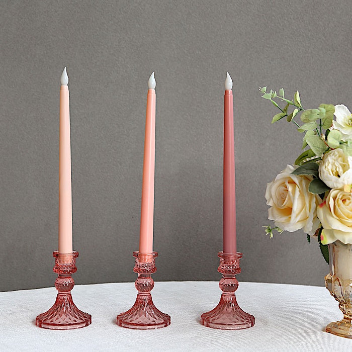 6 Diamond Design 4" Reversible Glass Taper and Votive Candle Holders