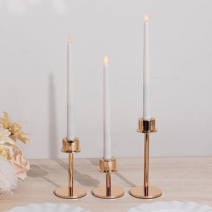 3 Metal Taper Candlestick Holders - Gold