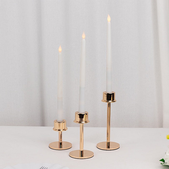 3 Metal Taper Candlestick Holders - Gold