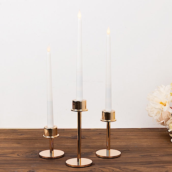 3 Metal Taper Candlestick Holders - Gold