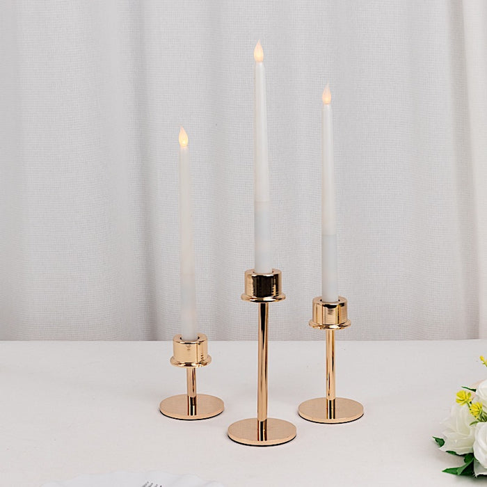 3 Metal Taper Candlestick Holders - Gold