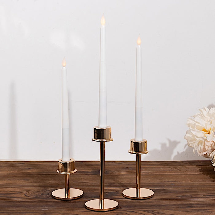 3 Metal Taper Candlestick Holders - Gold