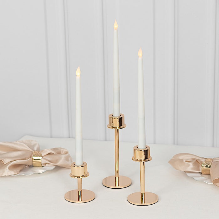 3 Metal Taper Candlestick Holders - Gold