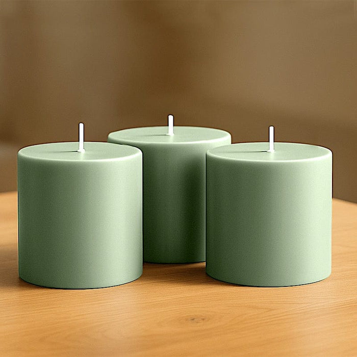 6 Round 3" x 3" Dripless Unscented Pillar Candles