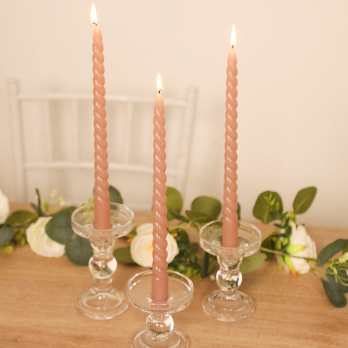12 Spiral 11" Long Unscented Premium Wax Taper Candles