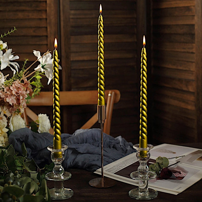 12 Spiral 11" Long Unscented Premium Wax Taper Candles