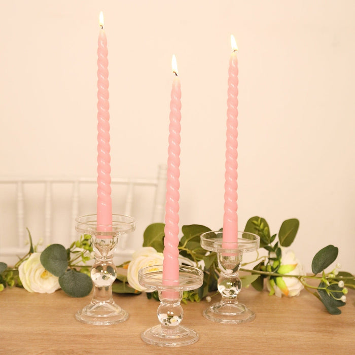 12 Spiral 11" Long Unscented Premium Wax Taper Candles