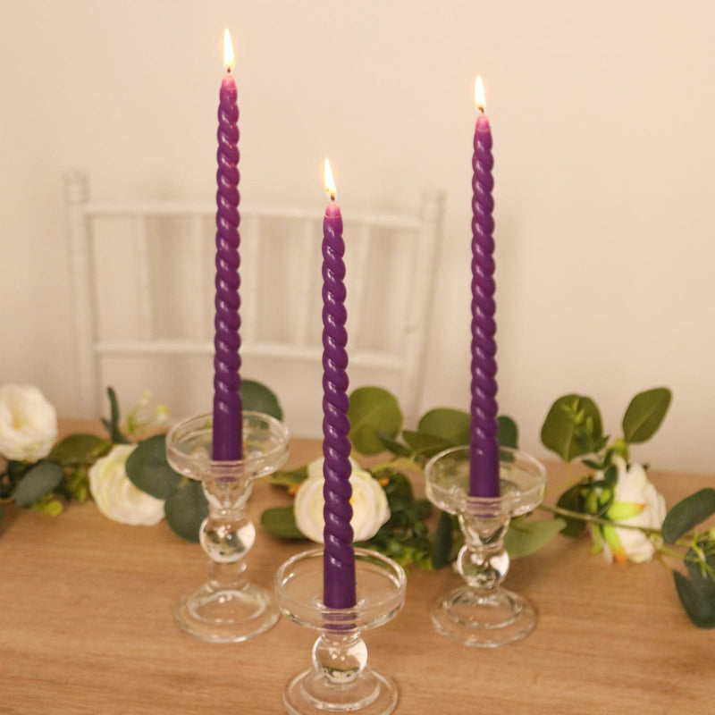 12 Spiral 11" Long Unscented Premium Wax Taper Candles