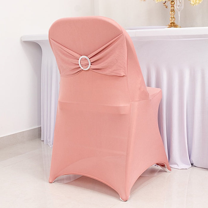 Spandex Stretchable Folding Chair Cover with Silver Rhinestone Buckled