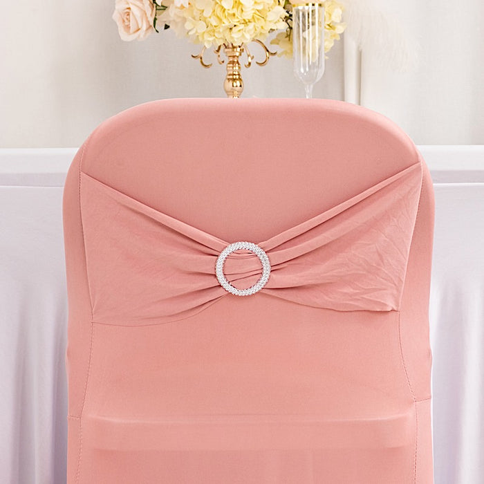 Spandex Stretchable Folding Chair Cover with Silver Rhinestone Buckled