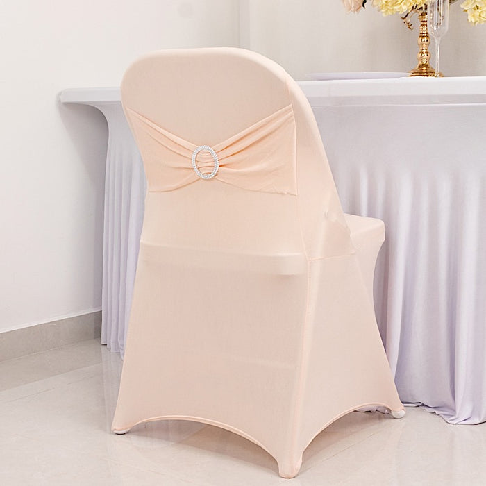 Spandex Stretchable Folding Chair Cover with Silver Rhinestone Buckled