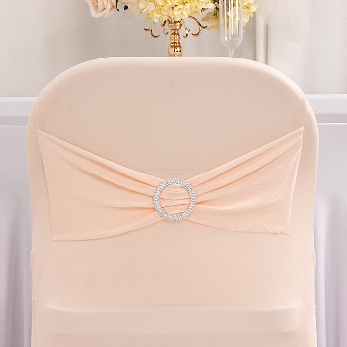 Spandex Stretchable Folding Chair Cover with Silver Rhinestone Buckled