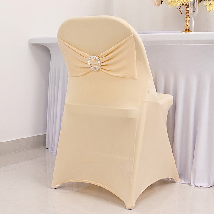 Spandex Stretchable Folding Chair Cover with Silver Rhinestone Buckled