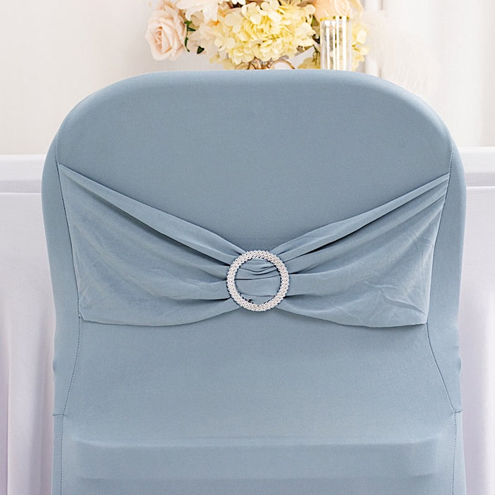 Spandex Stretchable Folding Chair Cover with Silver Rhinestone Buckled