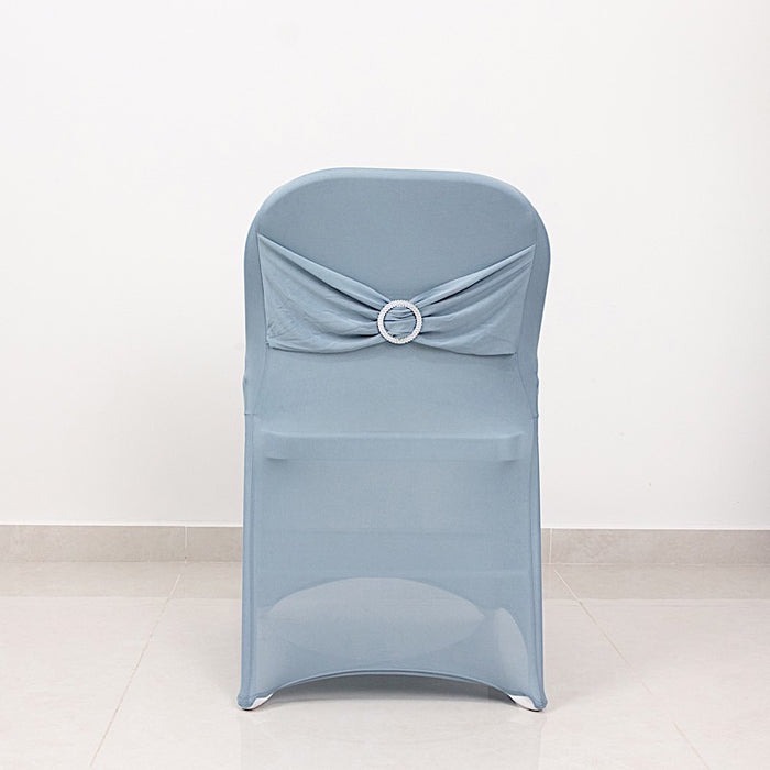 Spandex Stretchable Folding Chair Cover with Silver Rhinestone Buckled