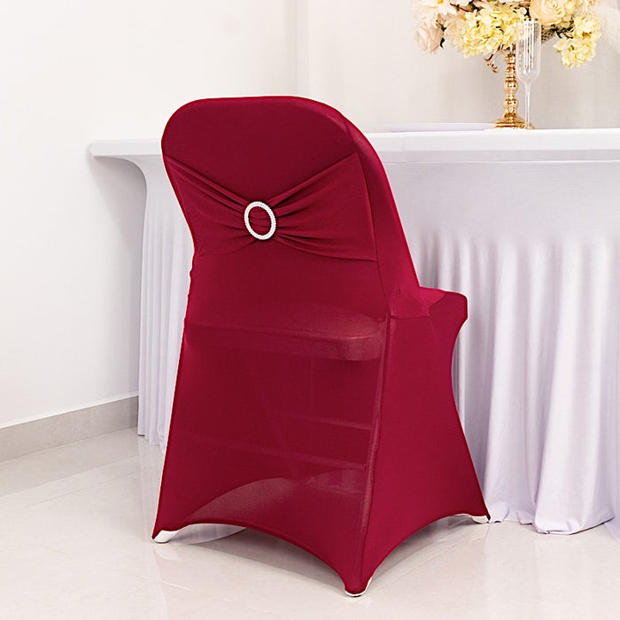 Spandex Stretchable Folding Chair Cover with Silver Rhinestone Buckled