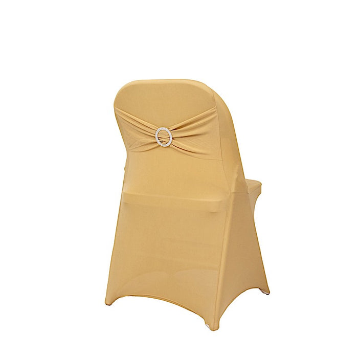 Spandex Stretchable Folding Chair Cover with Silver Rhinestone Buckled