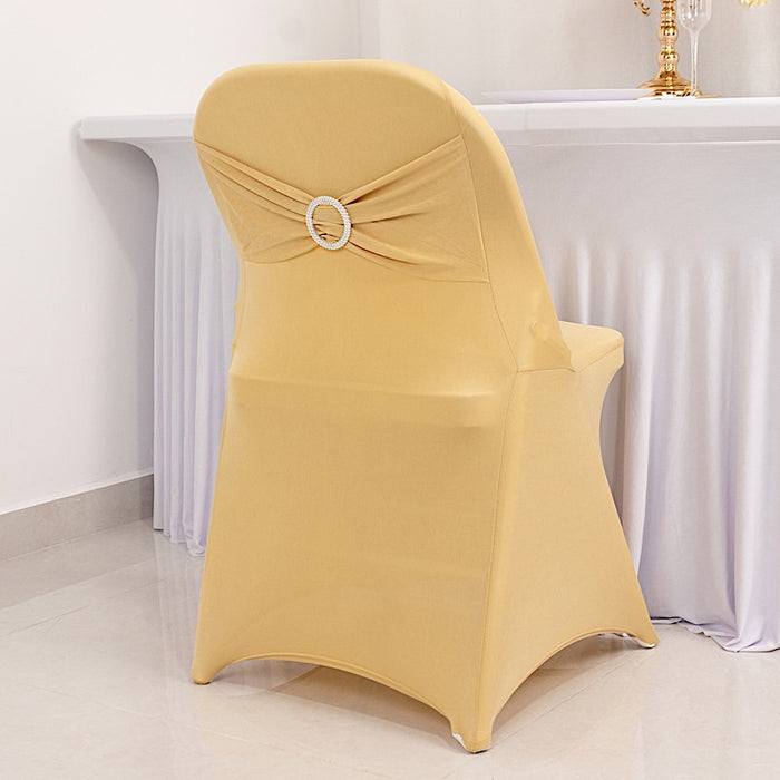 Spandex Stretchable Folding Chair Cover with Silver Rhinestone Buckled