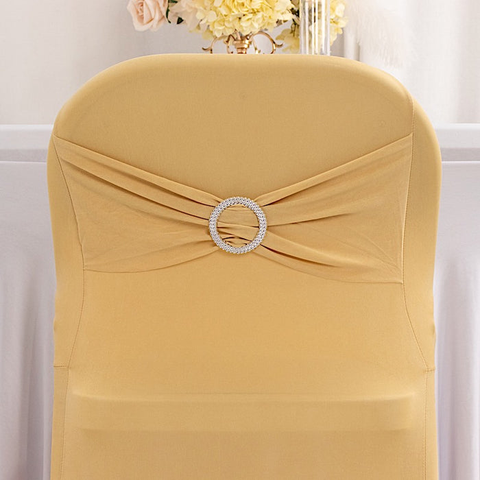 Spandex Stretchable Folding Chair Cover with Silver Rhinestone Buckled