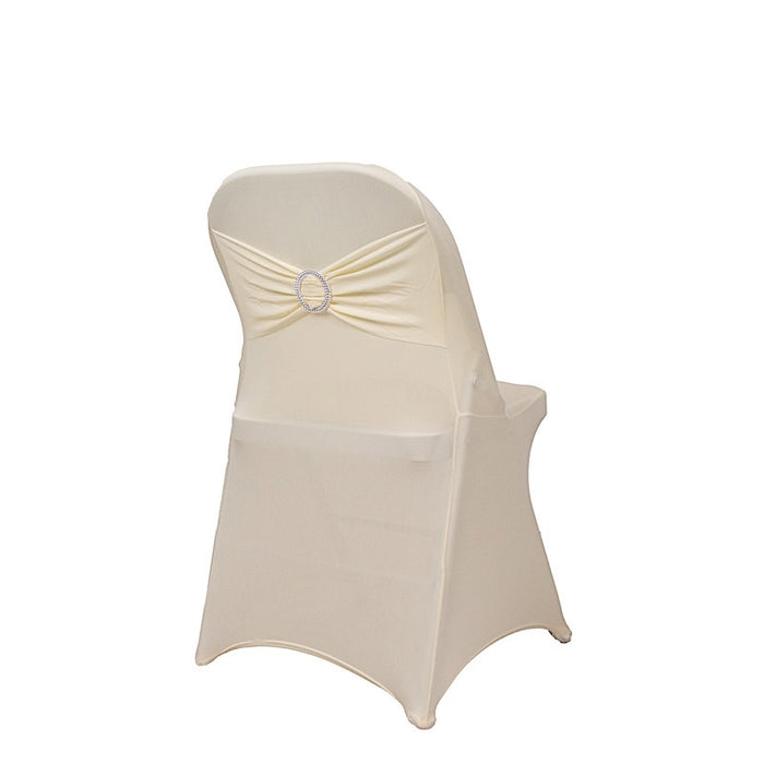 Spandex Stretchable Folding Chair Cover with Silver Rhinestone Buckled