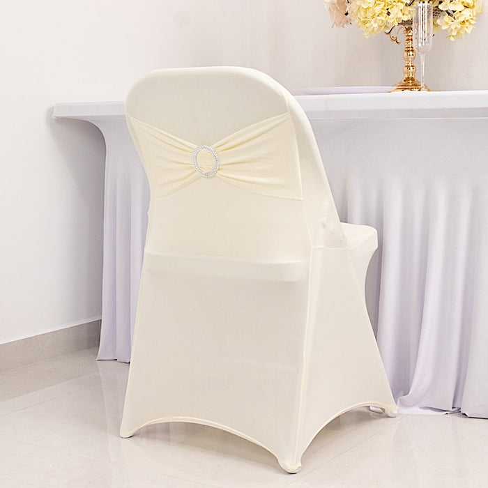 Spandex Stretchable Folding Chair Cover with Silver Rhinestone Buckled