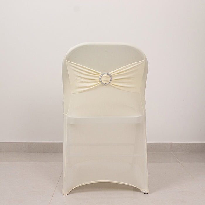 Spandex Stretchable Folding Chair Cover with Silver Rhinestone Buckled