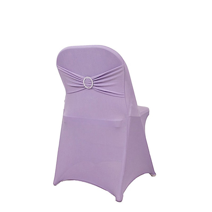 Spandex Stretchable Folding Chair Cover with Silver Rhinestone Buckled