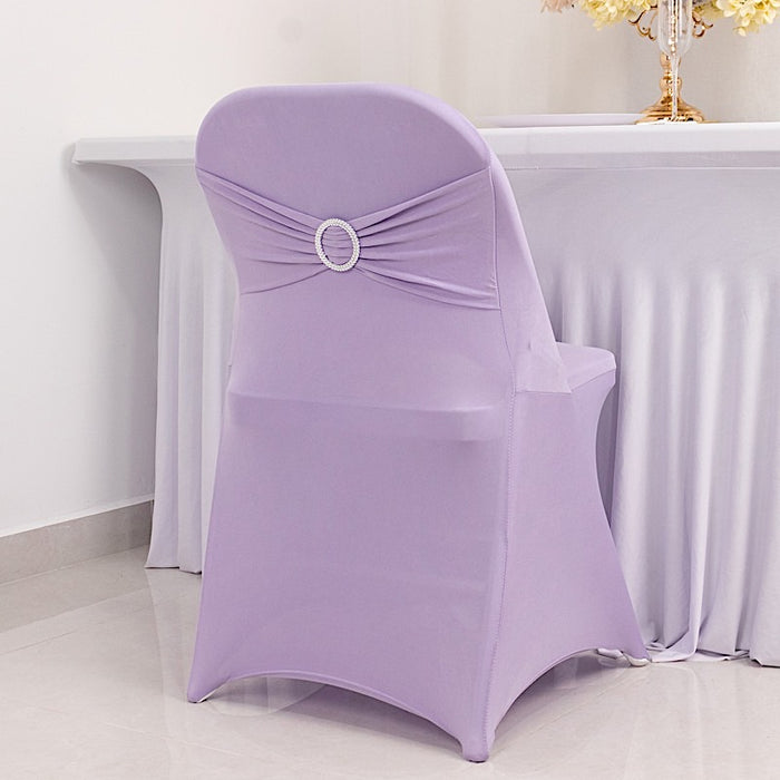 Spandex Stretchable Folding Chair Cover with Silver Rhinestone Buckled