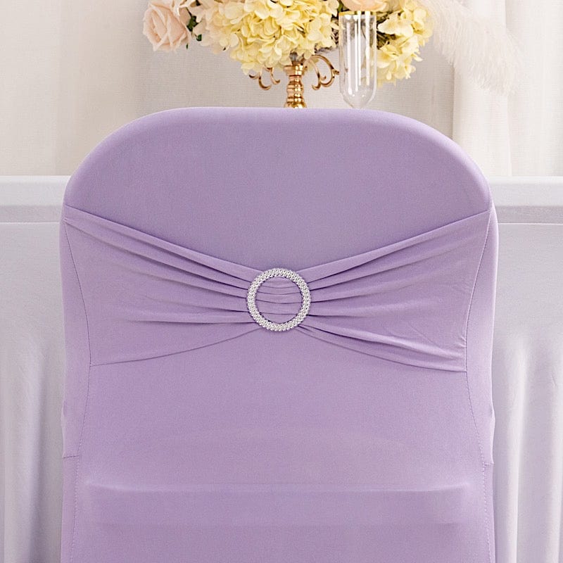 Spandex Stretchable Folding Chair Cover with Silver Rhinestone Buckled