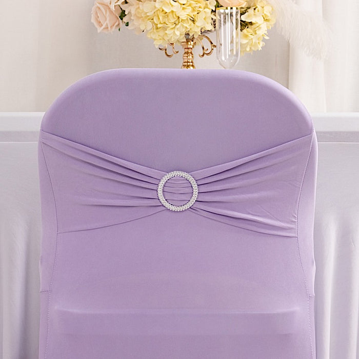 Spandex Stretchable Folding Chair Cover with Silver Rhinestone Buckled