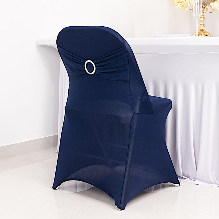 Spandex Stretchable Folding Chair Cover with Silver Rhinestone Buckled