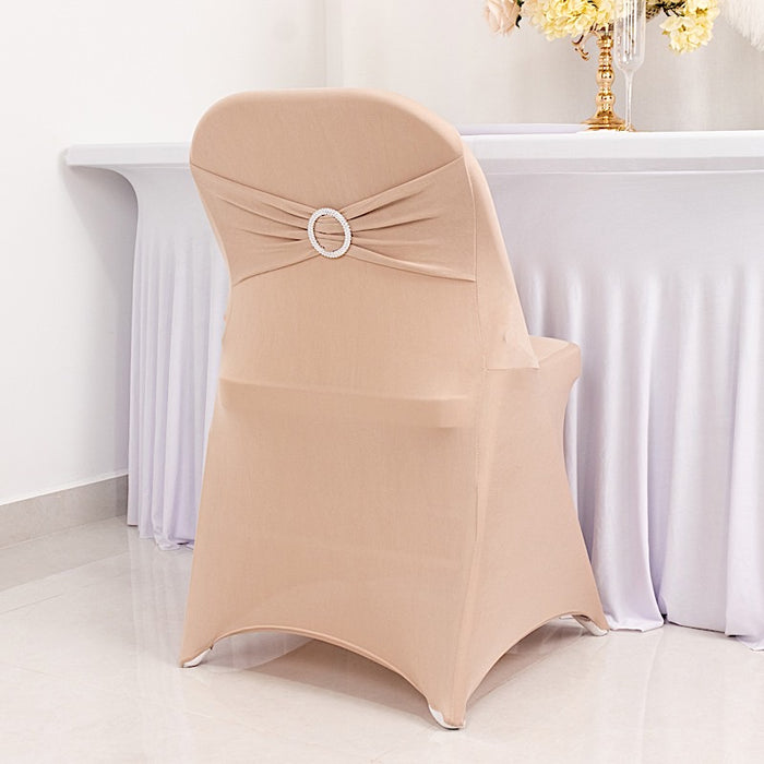 Spandex Stretchable Folding Chair Cover with Silver Rhinestone Buckled