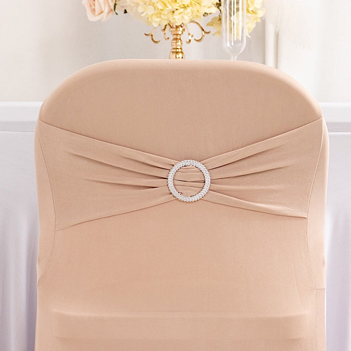 Spandex Stretchable Folding Chair Cover with Silver Rhinestone Buckled