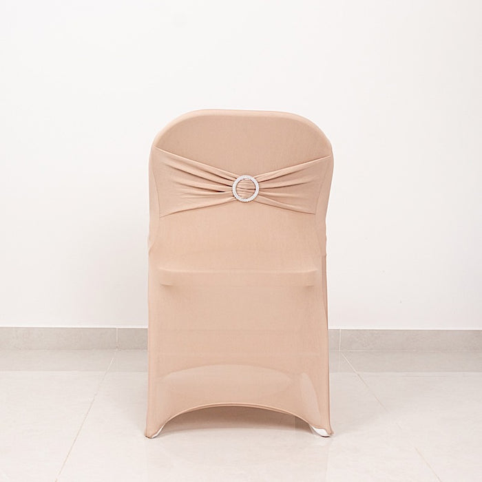 Spandex Stretchable Folding Chair Cover with Silver Rhinestone Buckled